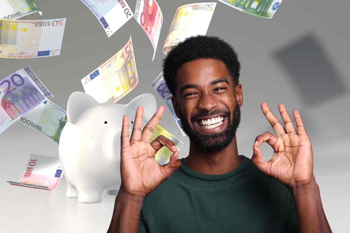 Uomo contento e soldi