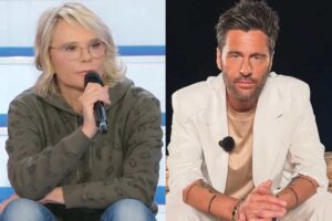 Maria De Filippi adirata e Filippo Bisciglia con espressione seria