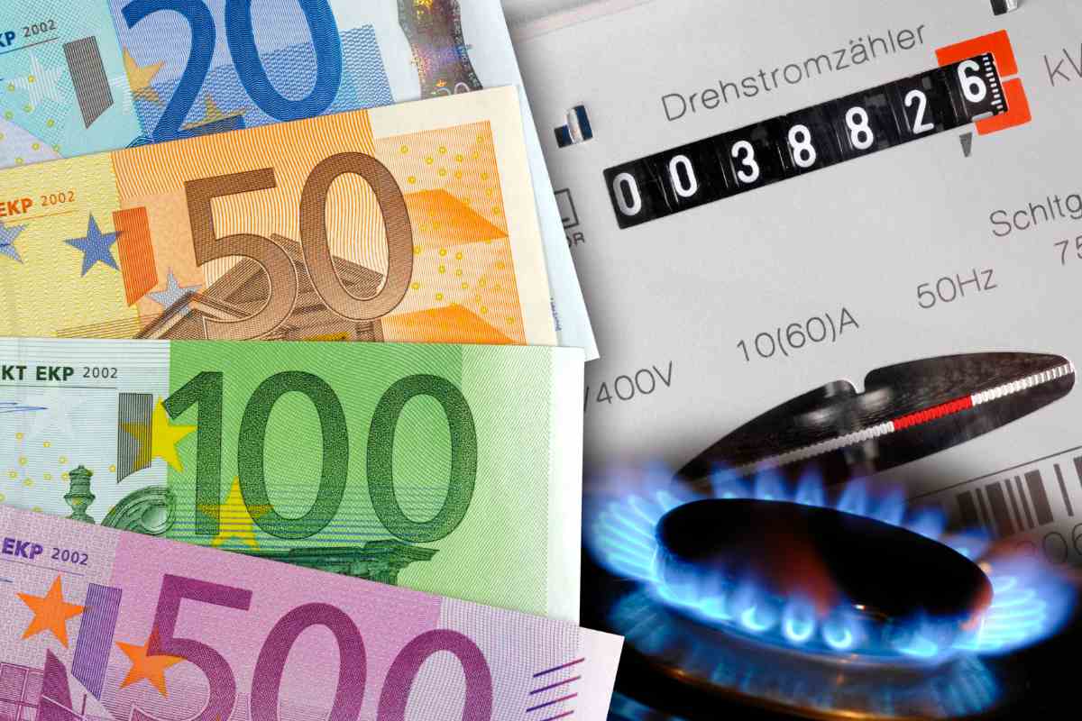 banconote contatore luce e fiammella gas